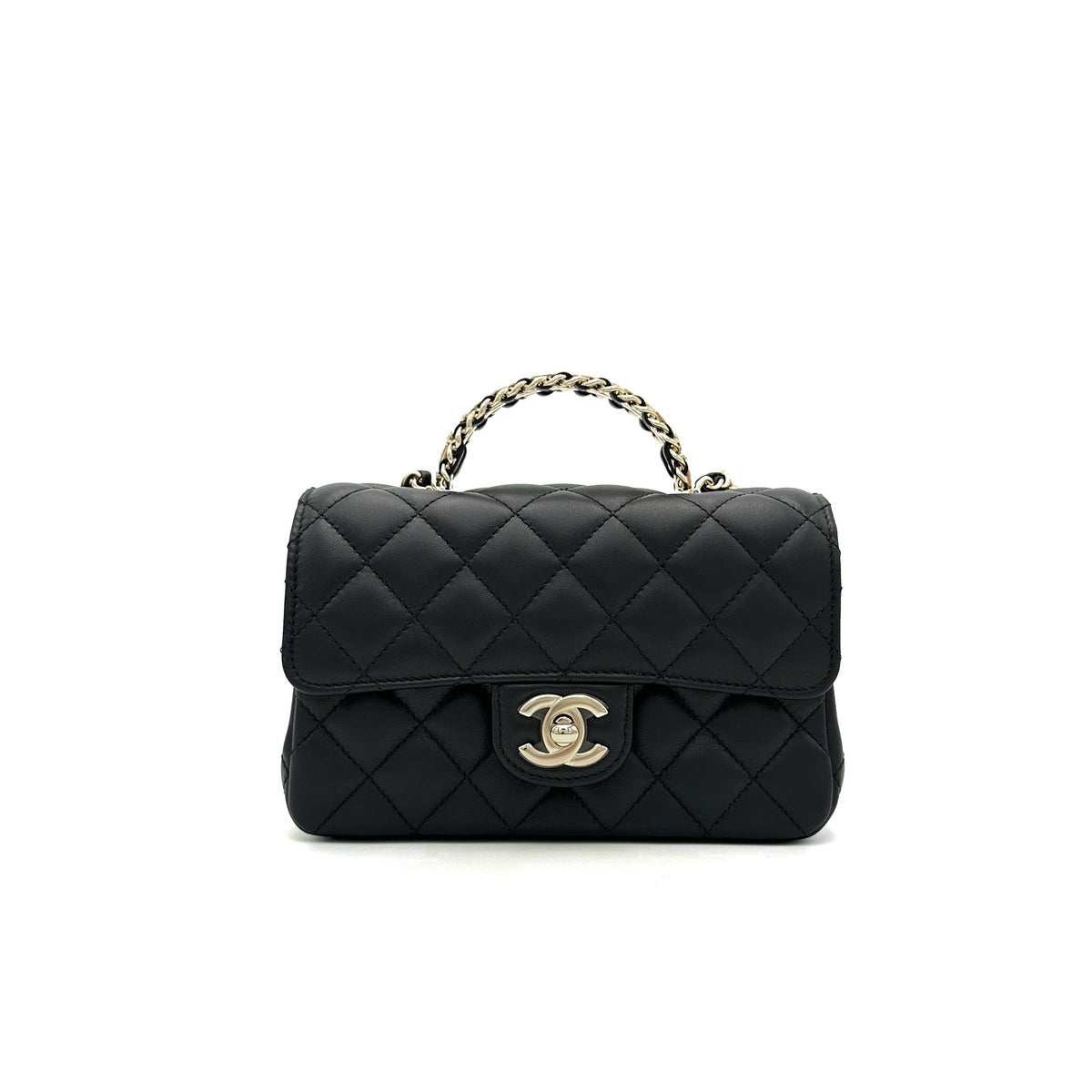 Chanel 23A Top Handle with Rhinestone Crystal Mini Flap