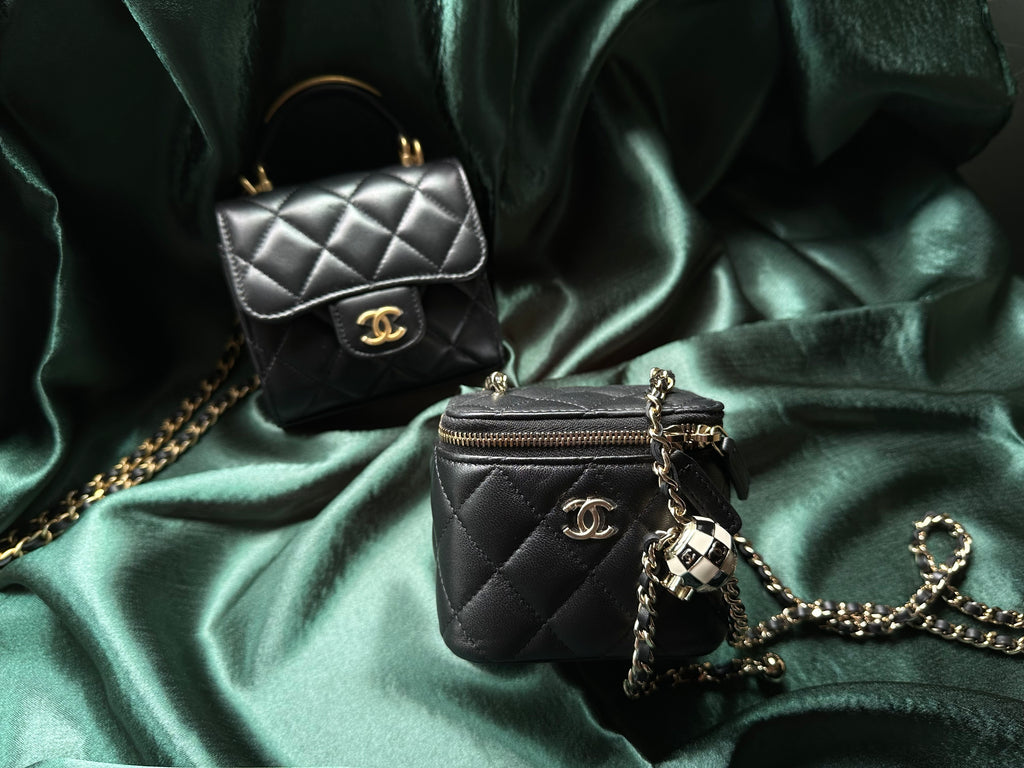 Chanel Box With Chain Quilted Patent Small Black 21186215