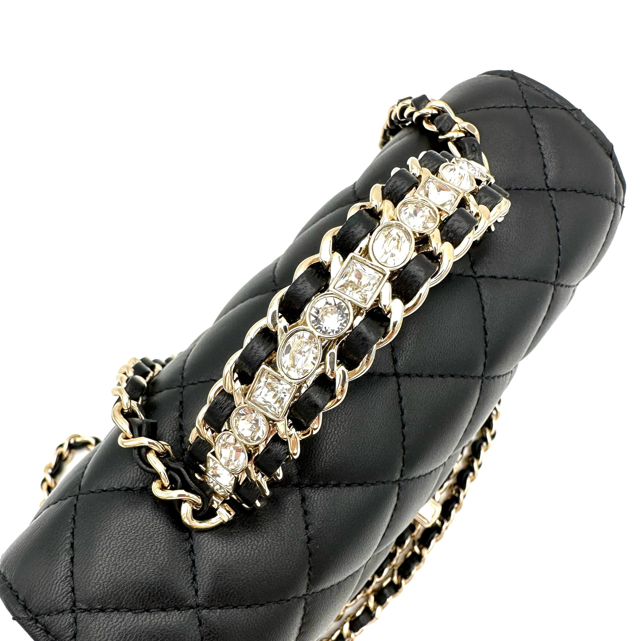 Chanel Crystals Top Handle Mini Rectangle Flap (Black) - Brand New