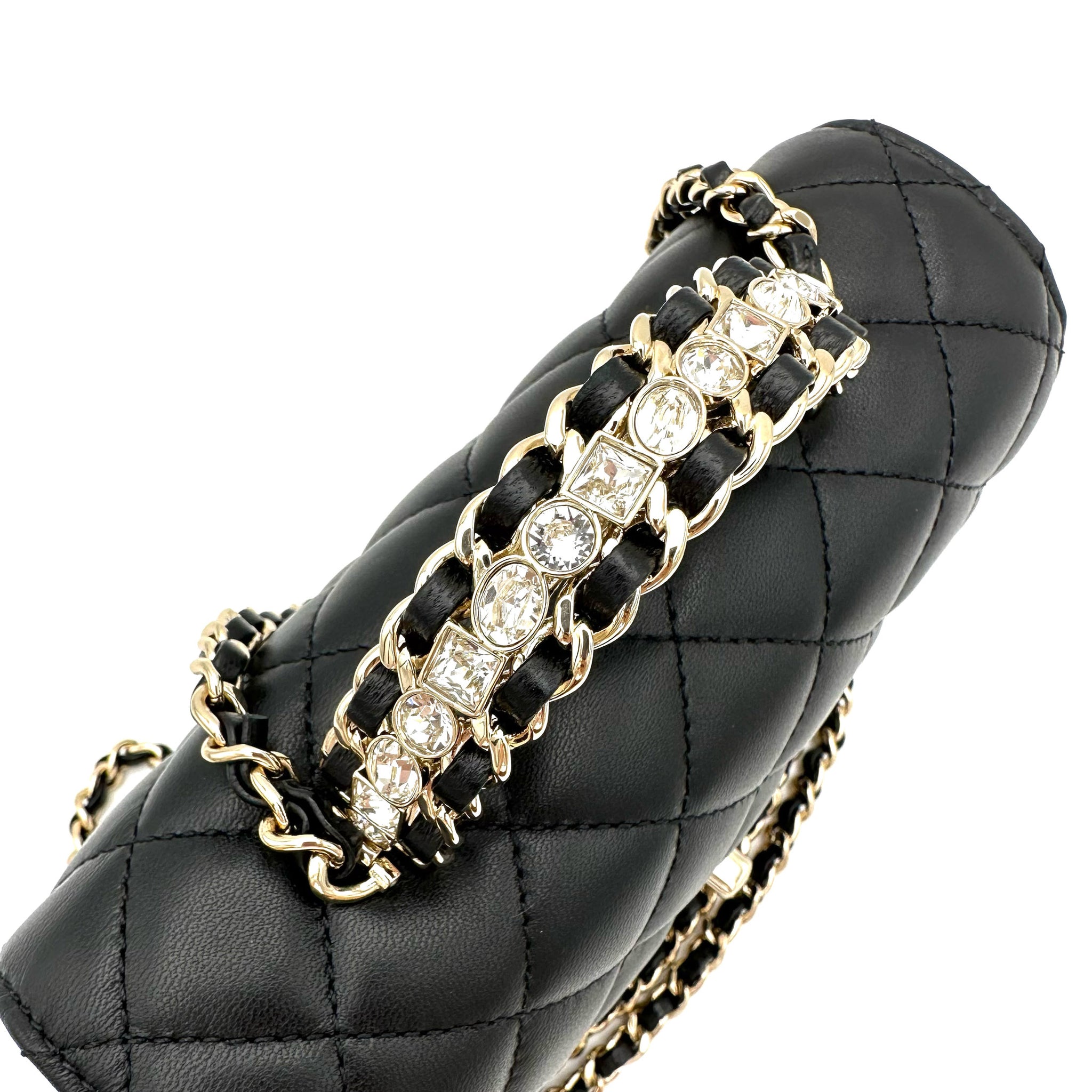 Chanel Crystals Top Handle Mini Rectangle Flap (Black