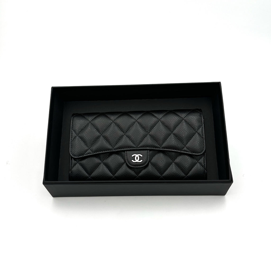 Chanel Classic Long Flap Wallet Grey Caviar GHW '19 – Designer Exchange Ltd