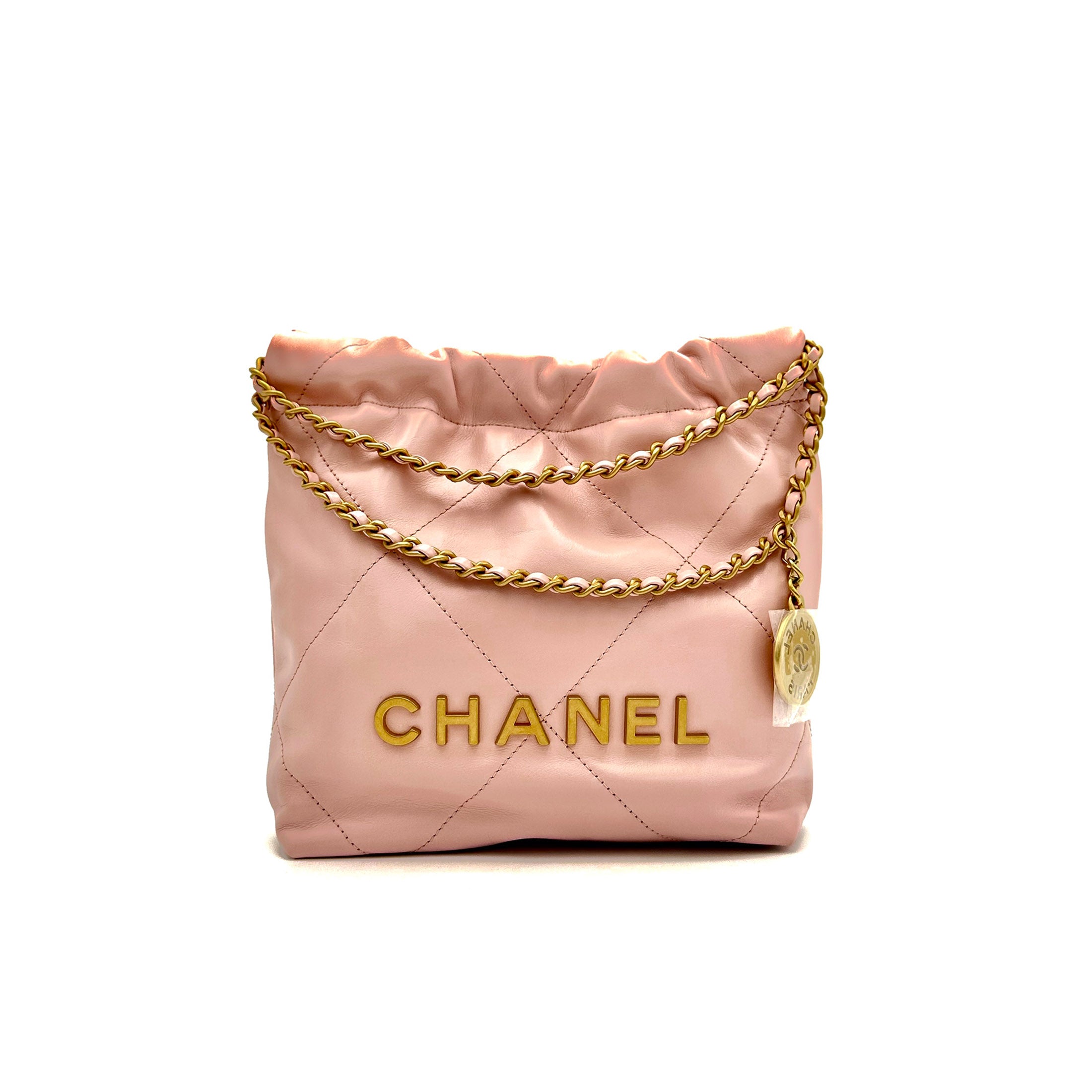 Chanel 23S Pink Mini 22 with Antique Gold Hardware. 