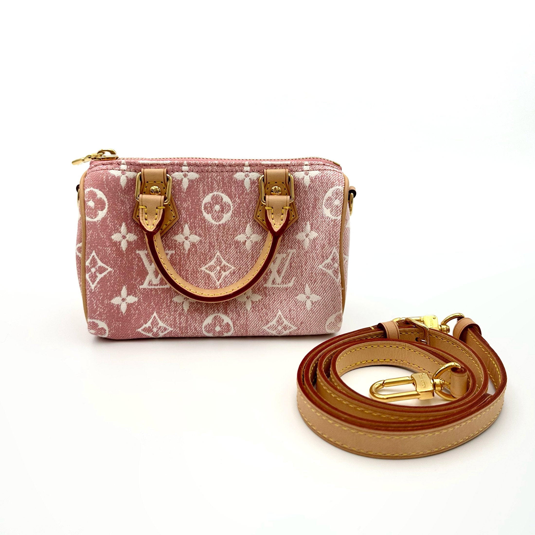 Louis Vuitton Nano Speedy Handbag Monogram Jacquard Denim
