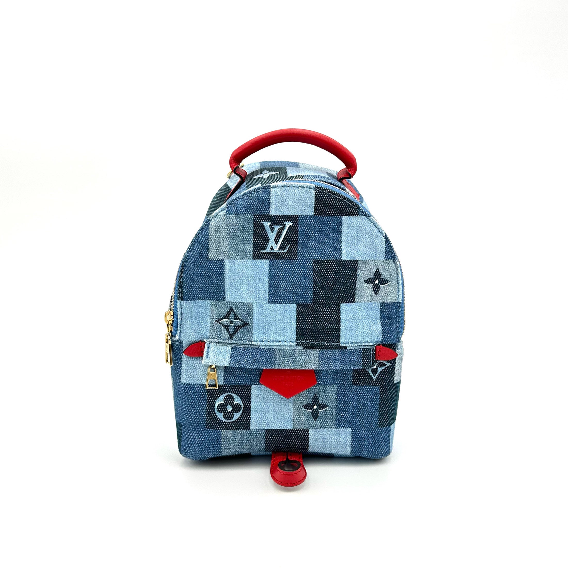 Louis Vuitton Palm Springs Mini Backpack (Denim / Red) - Like New